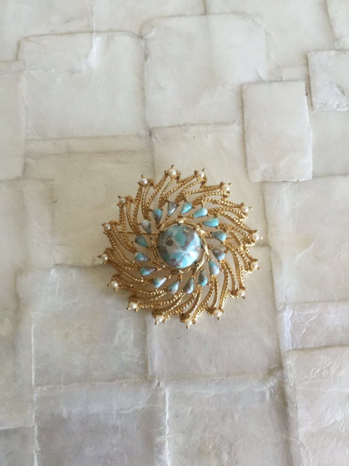 Jahrgang 1970 Sarah Coventry Türkis Brosche Jahrgang 1970 Sarah Coventry Türkis Brosche von LiveRentFree