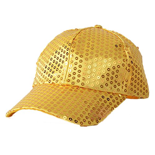 Livecity Glitzer-Pailletten-Baseballkappen, Snapback-Hüte, Party, Outdoor, verstellbarer Hut für Damen und Herren, gold, One size von Livecity