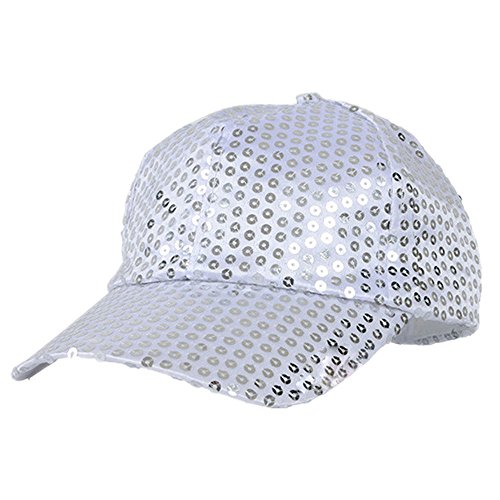 Livecity Baseballkappe mit Glitzer-Pailletten, Snapback-Hut, Party, Outdoor, verstellbarer Hut für Damen und Herren, silber, One size von Livecity