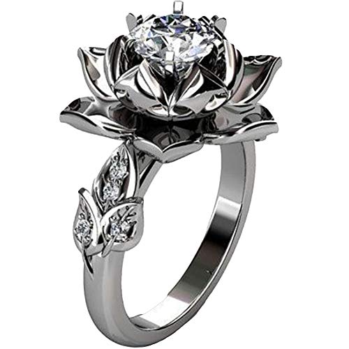 Livecity Vintage Frauen Strass Eingelegte Seerose Blume Fingerring, Blickfang, Korrosionsschutz, Leichte Partei Schmuck Geschenk KYRA0841 10 von Livecitys