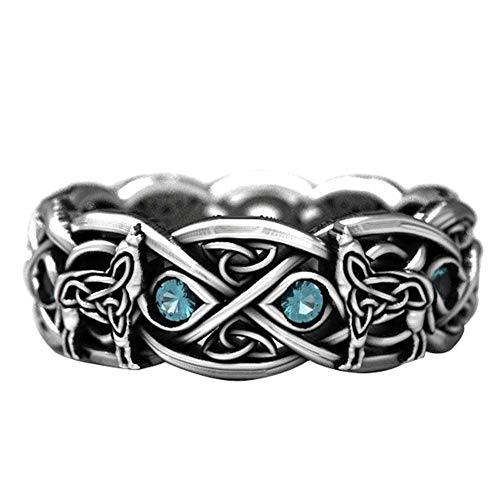 Livecity Vintage Männer Frauen Versilbert Faux Topas Intarsien Wolf Ring, Blickfang, Korrosionsschutz, Leichte Partei Schmuck Geschenk Silber schwarz 8 von Livecitys