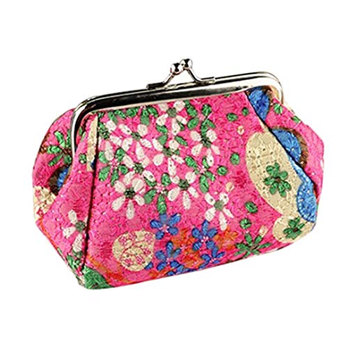 Livecitys Make-up-Tasche, Vintage-Blumendruck, Kussverschluss, Mini-Beutel, Geldbörse für Münzen von Livecitys