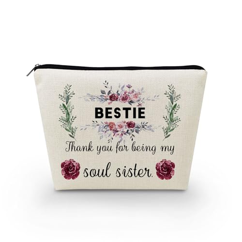 Livel lhood Freundschafts-Make-up-Tasche für Damen, niedlich, klein, Kosmetiktasche für Geldbörse, Reise-Kulturbeutel, Reißverschluss, Geschenke für beste Freunde, Schwestern, Besties, Blumen, Seele, von Livel lhood