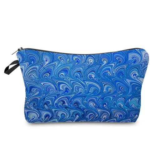 Livel lhood Hz1519 Kosmetiktasche für Damen, mit Wellenmuster, bedruckt, kleine Tasche, Geschenk für Damen, Blau, hz1519, Blumenmuster von Livel lhood