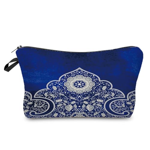 Livel lhood Hz3568 Damen-Reisetasche, blau-weißes Porzellan-Muster, bedruckte Kosmetiktasche, Make-up-Tasche, kleine Tasche, Geschenk für Frauen, hz3568, Blumenmuster von Livel lhood