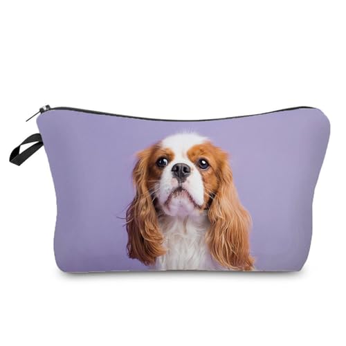 Livel lhood Hz4418 Reisetasche für Damen, Motiv: King Charles Spaniel, bedruckt, Kosmetiktasche, Make-up-Tasche, kleine Tasche, Geschenk für Frauen, hz4418, Blumenmuster von Livel lhood