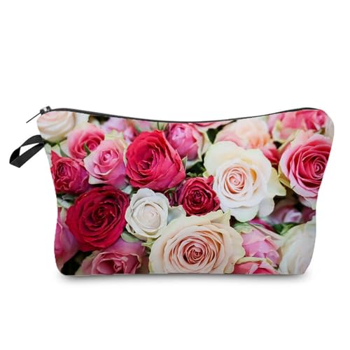 Livel lhood Hz4897 Reisetasche für Damen, mit Rosenmuster, bedruckt, Kosmetiktasche, Make-up-Tasche, kleine Tasche, Geschenk für Frauen, hz4897, Blumenmuster von Livel lhood