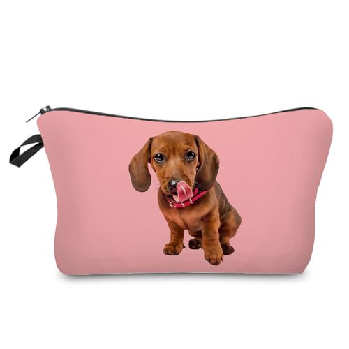 Livel lhood Hz7384 Damen Reisetasche mit Hundemuster, bedruckte Kosmetiktasche, Make-up-Tasche, kleine Tasche, Geschenk für Frauen, hz7384, Blumenmuster von Livel lhood