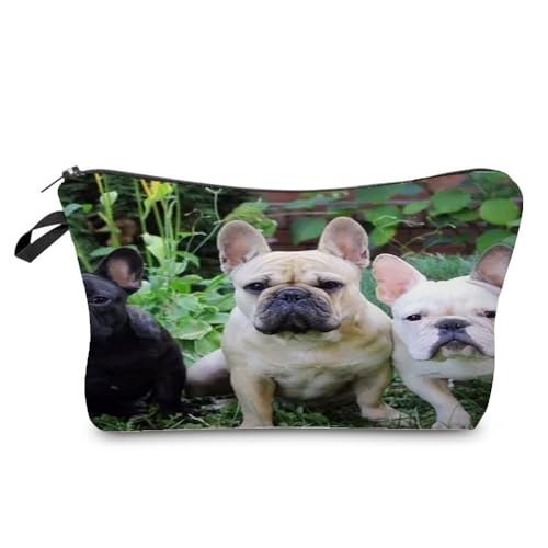 Livel lhood Hz7417 Reisetasche für Damen, Motiv: Französische Bulldogge, bedruckt, Kosmetiktasche, Make-up-Tasche, kleine Tasche, Geschenk für Frauen, hz7417, Blumenmuster von Livel lhood