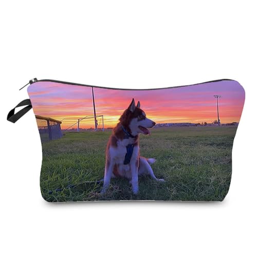 Livel lhood Hz7423 Reisetasche für Damen, Motiv: sibirischer Husky, bedruckt, Kosmetiktasche, Make-up-Tasche, kleine Tasche, Geschenk für Frauen, hz7423, Blumenmuster von Livel lhood