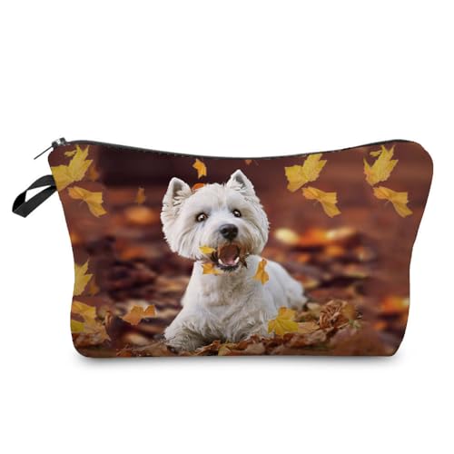 Livel lhood Hz7835 Reisetasche für Damen, Motiv: West Highland White Terrier, bedruckt, Kosmetiktasche, Make-up-Tasche, kleine Tasche, Geschenk für Frauen, hz7835, Blumenmuster von Livel lhood