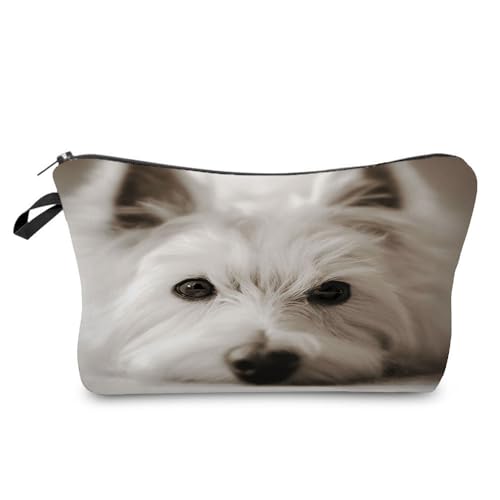 Livel lhood Hz7836 Reisetasche für Damen, Motiv: West Highland White Terrier, bedruckt, Kosmetiktasche, Make-up-Tasche, kleine Tasche, Geschenk für Frauen, hz7836, Blumenmuster von Livel lhood