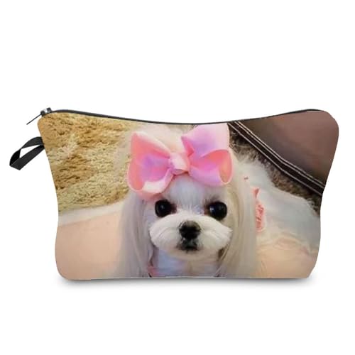 Livel lhood Hz8708 Damen Reisetasche Shih Tzu Hundemuster, bedruckte Kosmetiktasche, Make-up-Tasche, kleine Tasche, Geschenk für Frauen, hz8708, Blumenmuster von Livel lhood