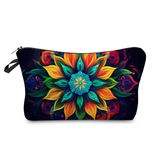 Livel lhood Hzd3431 Damen Reisetasche mit Mandala-Muster, bedruckte Kosmetiktasche, Make-up-Tasche, kleine Tasche, Geschenk für Frauen, hzd3431, Blumenmuster von Livel lhood