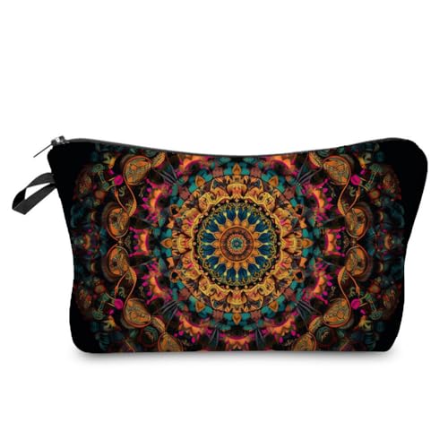 Livel lhood Hzd3433 Reisetasche für Damen, Mandala-Muster, bedruckt, Kosmetiktasche, Make-up-Tasche, kleine Tasche, Geschenk für Frauen, hzd3433, Blumenmuster von Livel lhood