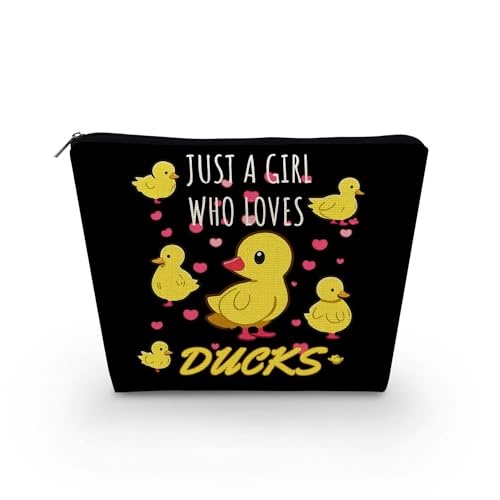 Livel lhood Just A Girl Who Loves Ducks Make-up-Tasche für Frauen, niedliche kleine Kosmetiktasche für Geldbörse, Reise-Kulturbeutel, Reißverschluss, Enten, schwarze Tasche für Mädchen, Geschenk für von Livel lhood