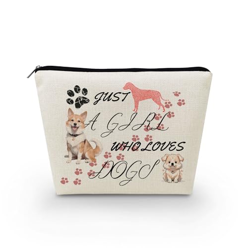 Livel lhood Make-up-Tasche für Damen, mit Aufschrift "Just A Girl Who Loves Dogs", niedlich, klein, Kosmetiktasche für Geldbörse, Reise-Kulturbeutel, Reißverschluss, für Mädchen, Geschenk für von Livel lhood