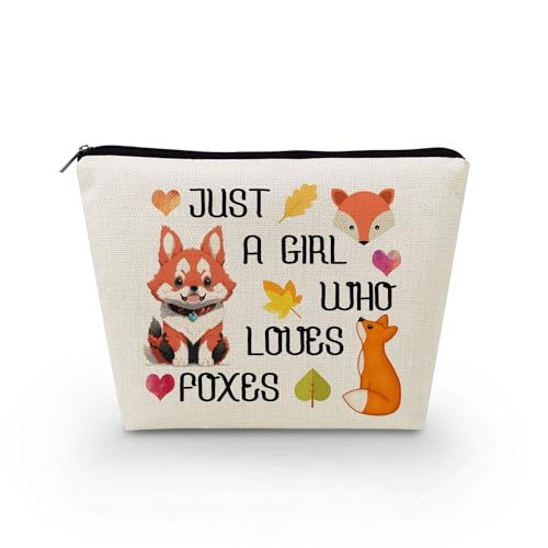 Livel lhood Make-up-Tasche für Damen, mit Aufschrift "Just A Girl Who Loves Foxes", niedliche kleine Kosmetiktasche für Geldbörse, Reise-Kulturbeutel, Reißverschluss, Füchse, Geschenk für Füchse, von Livel lhood