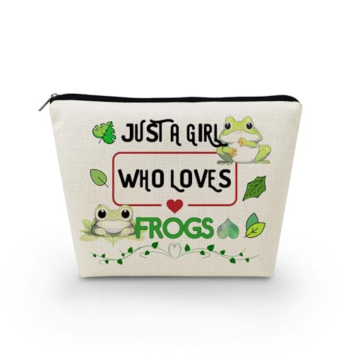 Livel lhood Make-up-Tasche für Damen, mit Aufschrift "Just A Girl Who Loves Frosch", niedlich, klein, Kosmetiktasche für Geldbörse, Reise-Kulturbeutel, Reißverschluss, Froschtasche für Mädchen, von Livel lhood