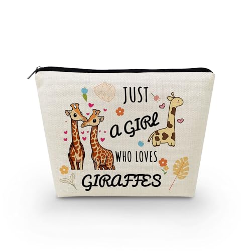 Livel lhood Make-up-Tasche für Damen, mit Aufschrift "Just A Girl Who Loves Giraffen", niedlich, klein, Kosmetiktasche für Geldbörse, Reise-Kulturbeutel, Reißverschluss, Giraffenbeutel, Geschenk für von Livel lhood