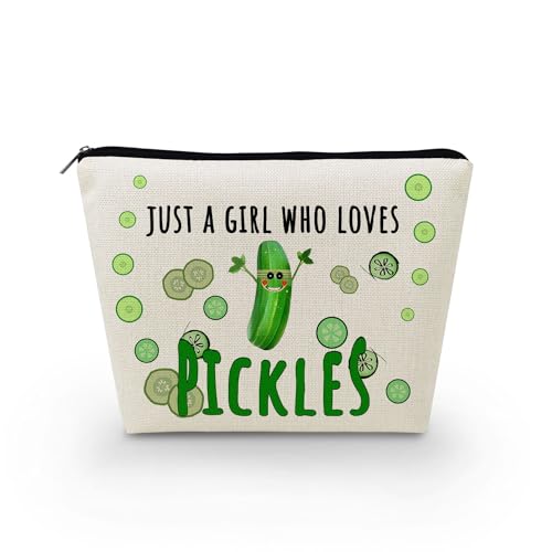 Livel lhood Make-up-Tasche für Damen, mit Aufschrift "Just A Girl Who Loves Pickles", niedlich, klein, Kosmetiktasche für Geldbörse, Reise-Kulturbeutel, Reißverschluss, für Mädchen, Geschenk für von Livel lhood