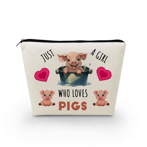 Livel lhood Make-up-Tasche für Damen, mit Aufschrift "Just A Girl Who Loves Pigs", niedliche kleine Kosmetiktasche für Geldbörse, Reise-Kulturbeutel, Reißverschluss, Schweinebeutel für Mädchen, von Livel lhood