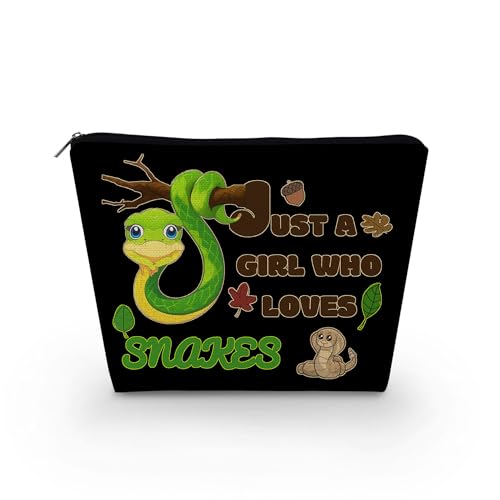 Livel lhood Make-up-Tasche für Damen, mit Aufschrift "Just A Girl Who Loves Snakes", niedliche kleine Kosmetiktasche für Geldbörse, Reise-Kulturbeutel, Reißverschluss, Schlangen, schwarze Tasche für von Livel lhood