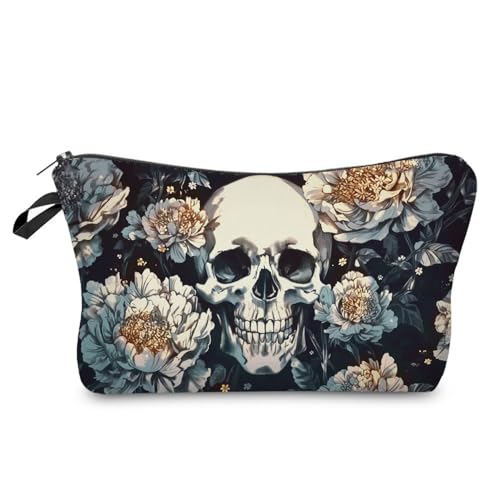 Livel lhood Make-up-Tasche mit floralem Totenkopf, niedlicher kleiner Organizer, Reißverschluss, weißer floraler Totenkopf, Kosmetiktasche, Gothic, Geburtstagsgeschenk, für Frauen und Freunde Livel lhood Make-up-Tasche mit floralem Totenkopf, niedlicher kleiner Organizer, Reißverschluss, weißer floraler Totenkopf, Kosmetiktasche, Gothic, Geburtstagsgeschenk, für Frauen und Freunde von Livel lhood