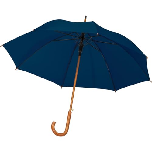 Automatik-Regenschirm mit Holzgriff / Farbe: dunkelblau von Livepac Office