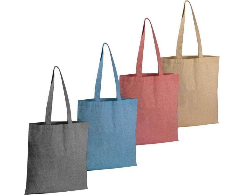 Macma Freizeittasche 4x recycelte Baumwolltasche / Einkaufstasche / je 1x blau, rot, weiß u von Macma