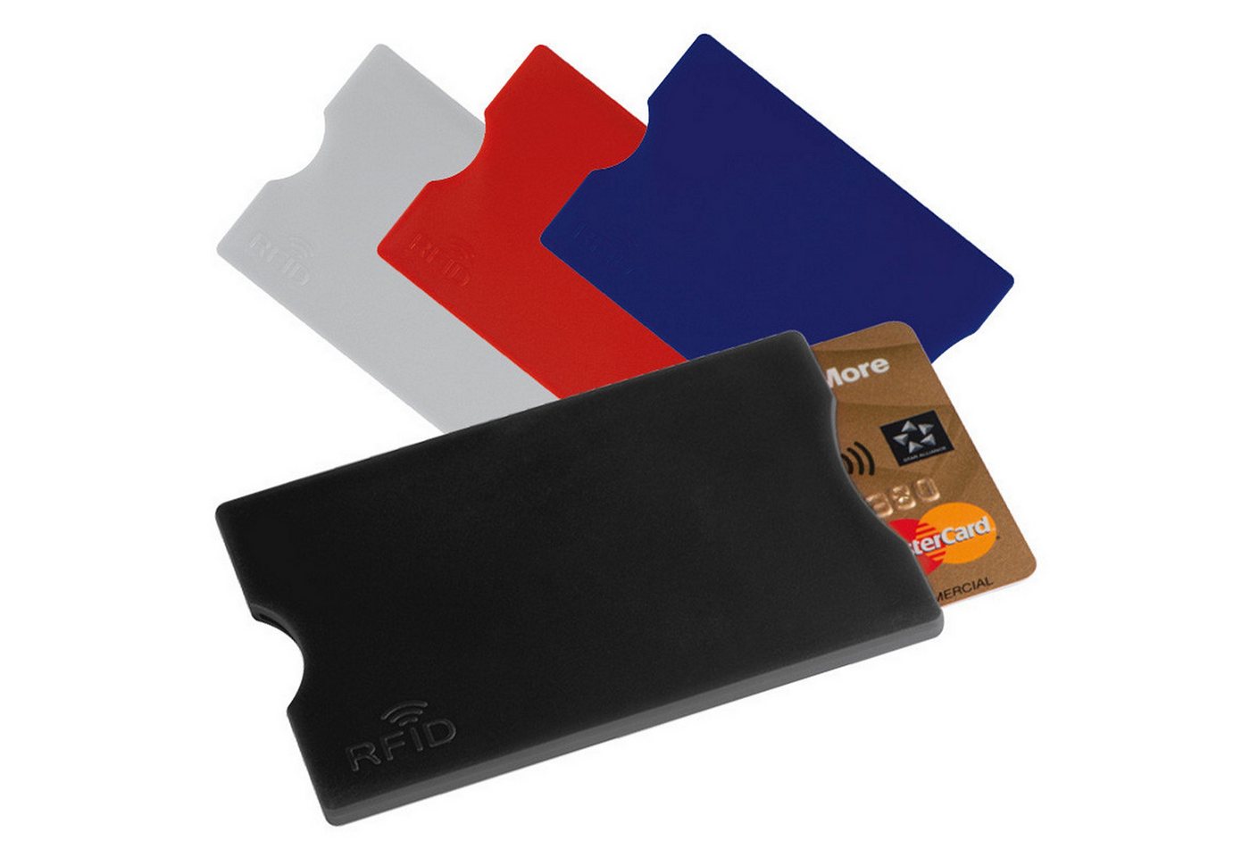 Livepac Office Kartenetui 4x RFID Kartenetui / Farbe: je 1x schwarz, blau, rot und weiß von Livepac Office