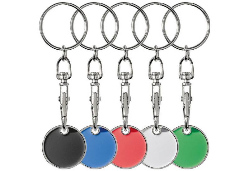 Macma Schlüsselanhänger 5x Metall Schlüsselanhänger mit Einkaufschip / 5 verschiedene Farben von Macma