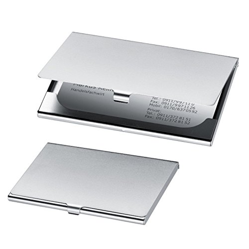 Visitenkartenetui mit Namensgravur - aus Metall - Farbe: grau-silbergrau Visitenkartenetui mit Namensgravur - aus Metall - Farbe: grau-silbergrau von Livepac-Office