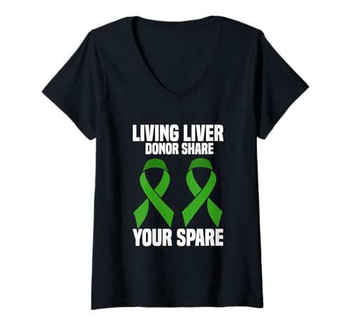 Damen Lebender Leberspender Teilen Sie Ihre Ersatznachricht T-Shirt mit V-Ausschnitt Damen Lebender Leberspender Teilen Sie Ihre Ersatznachricht T-Shirt mit V-Ausschnitt von Liver Donor Awareness Advocate Support