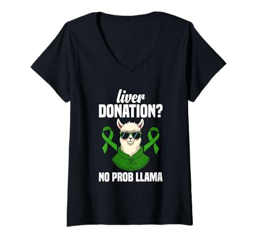 Damen Leberspende? Kein Prob Lama-Design T-Shirt mit V-Ausschnitt Damen Leberspende? Kein Prob Lama-Design T-Shirt mit V-Ausschnitt von Liver Donor Awareness Humor Supportive