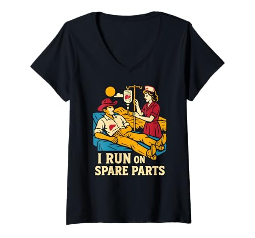 Damen Leberchirurgie I Run on Spare Parts Fun Herren Patient T-Shirt mit V-Ausschnitt Damen Leberchirurgie I Run on Spare Parts Fun Herren Patient T-Shirt mit V-Ausschnitt von Liver Transplant Hospital Get Well Nurse Wear