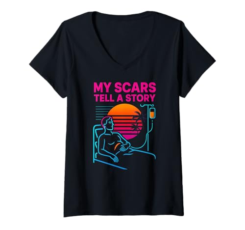 Damen Transplant My Scars Tell a Story Vintage Herren Chirurgie Patien T-Shirt mit V-Ausschnitt Damen Transplant My Scars Tell a Story Vintage Herren Chirurgie Patien T-Shirt mit V-Ausschnitt von Liver Transplant Hospital Get Well Nurse Wear