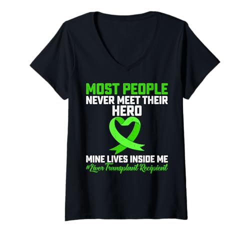 Damen Die meisten Menschen treffen nie ihren Helden-Lebertransplantations-Überlebenden T-Shirt mit V-Ausschnitt Damen Die meisten Menschen treffen nie ihren Helden-Lebertransplantations-Überlebenden T-Shirt mit V-Ausschnitt von Liver Transplant Recipient Gifts Co.