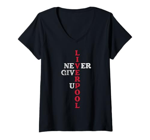 Damen Liverpool England UK Fußball Fans Distressed T-Shirt mit V-Ausschnitt Damen Liverpool England UK Fußball Fans Distressed T-Shirt mit V-Ausschnitt von Liverpool England Apparel & Souvenirs