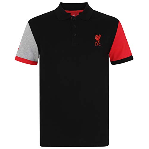 FC Liverpool Herren Polo-Shirt - Wappen - Schwarz mit Kontrastärmeln - L von Liverpool FC