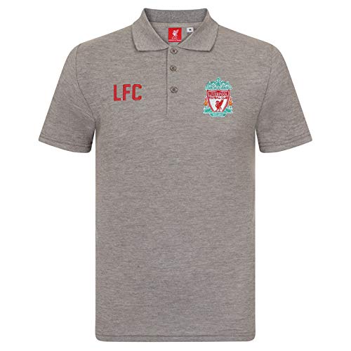 FC Liverpool Herren Polo-Shirt mit originalem Fußball-Wappen - Grau - L von Liverpool FC