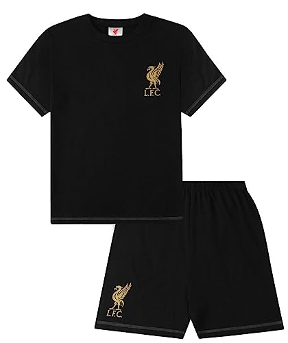 Football Club Kurzer Schlafanzug Baumwolle Schwarz Gold Gr. S, Schwarz von Liverpool FC