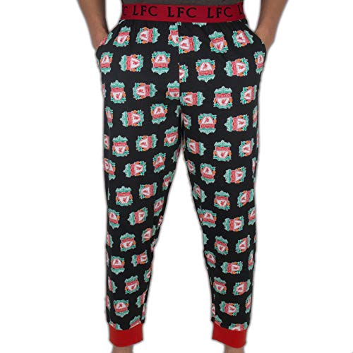 Liverpool FC Herren Lounge- und Pyjamahose mit Bund, Fußballgeschenk - 100% Baumwolle - Schwarz - XL von Liverpool FC