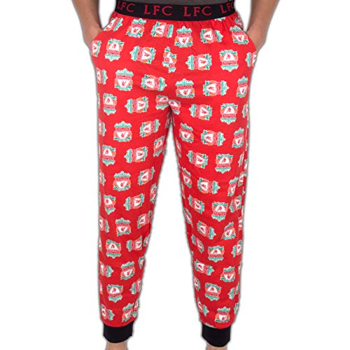 Liverpool FC Herren Lounge- und Pyjamahose mit Bund - 100% Baumwolle - Rot Mehrfarbig - L von Liverpool FC