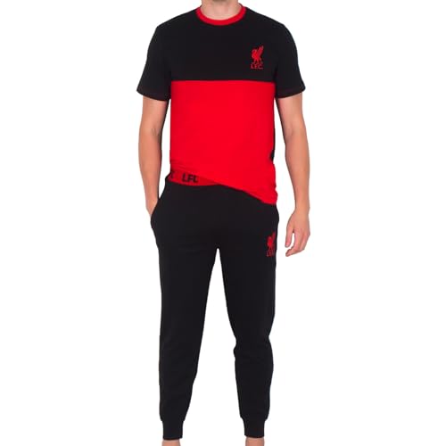 Liverpool FC - Herren Premium-Schlafanzug mit Langer Hose - Offizielles Merchandise - Geschenk für Fußballfans - Schwarz/Rot - XXL von Liverpool FC