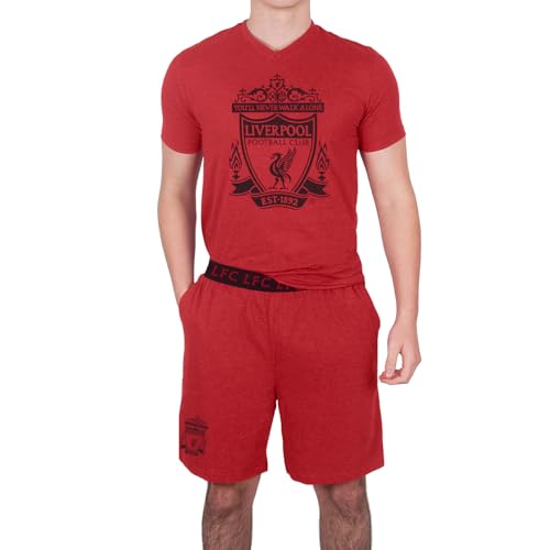 Liverpool FC - Herren Schlafanzug-Shorty - Offizielles Merchandise - Fangeschenk - Rot meliert - S von Liverpool F.C.