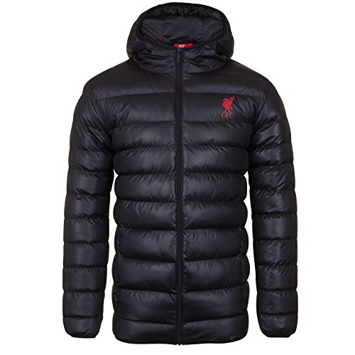 Liverpool FC - Herren Winter-Steppjacke mit Kapuze - Offizielles Merchandise - Geschenk für Fußballfans - Schwarz - 3XL von Liverpool FC