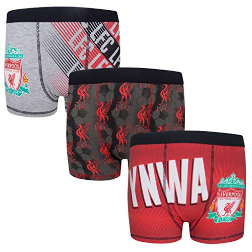 Liverpool FC - Jungen Boxershorts mit Vereinswappen - Offizielles Merchandise - Geschenk für Fußballfans - 3 Paar - 9-10 Jahre von Liverpool FC