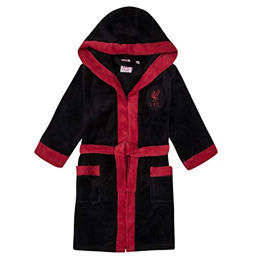 Liverpool FC - Jungen Fleece-Bademantel mit Kapuze - Offizielles Merchandise - Geschenk für Fußballfans - Schwarz - 11-12 Jahre von Liverpool FC