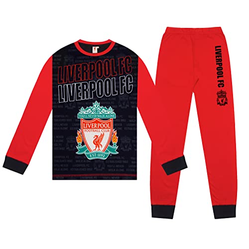 Liverpool FC - Jungen Schlafanzug mit Sublimationsdruck - Offizielles Merchandise - Geschenk für Fußballfans - Rot/Schwarz - Bündchen - 11-12 Jahre von Liverpool FC